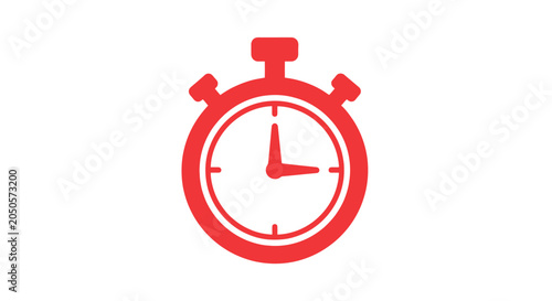 Red stopwatch timer clock icon symbol.