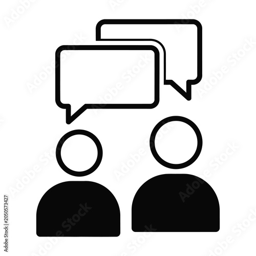 Fotografia Two people talking in conversation with speech bubbles