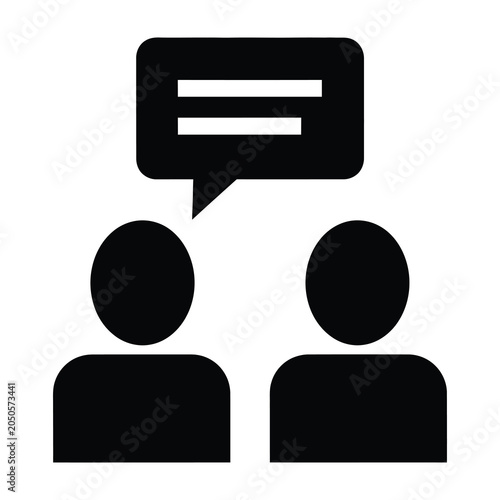Canvas Print Two people talking in conversation with speech bubble