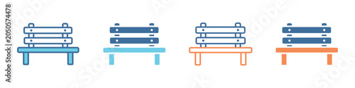Bench Icon Set Multiple Style Collection