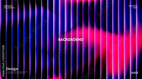 Dark purple glossy abstract background with striped effect. Wavy striped glass refraction.