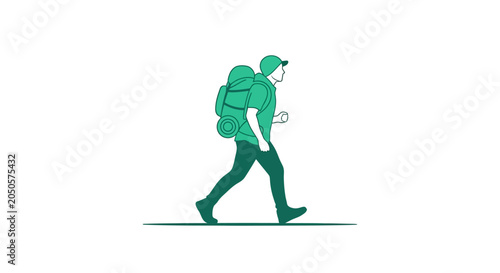 Schilderij op canvas Person walking with backpack on.