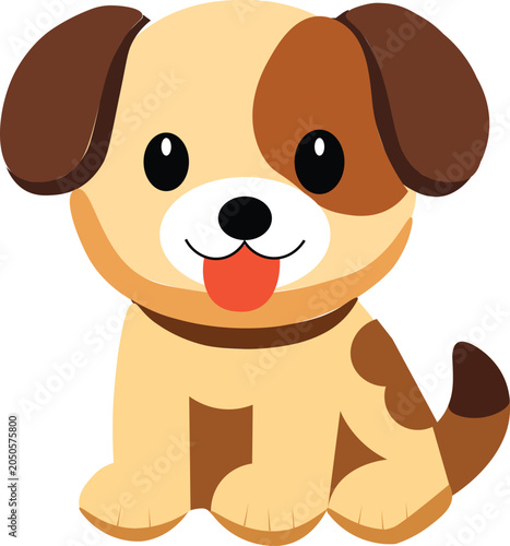 Cartoon dog vector illustration with brown and tan coloring