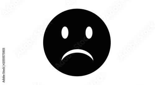 Bild auf Leinwand Sad face emoticon black icon.