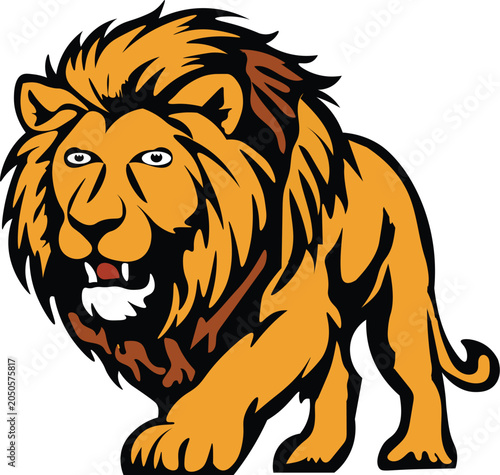 Lion Vector Illustration Bold Lines And Warm Color Palette
