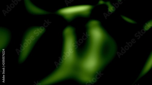 Seamlessly looping abstract animated background featuring glowing green fluid waves and organic light leaks undulating smoothly against a deep black backdrop.