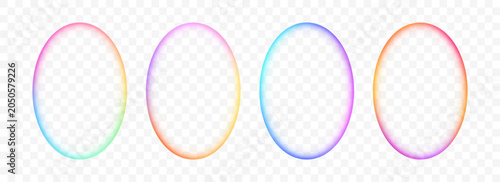 Quadro su tela Iridescent rainbow gradient ellipse frame set