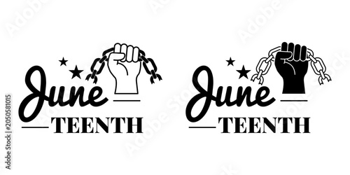 Fotografie Juneteenth celebration designs featuring fists breaking chains alongside commemo