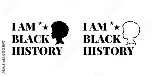Schilderij op canvas I AM Black History graphic designs with silhouettes on white background for June