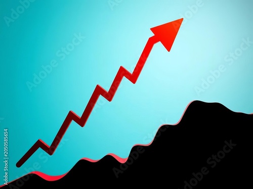 Downward-sloping financial graph with red downtrend, market volatility, stock market trends