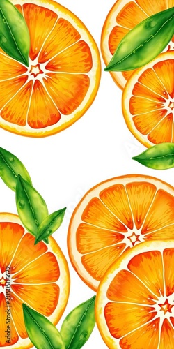 Natural Orange Slices Watercolor Illustration, natural, food
