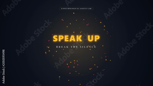 Empowering Vocal Expression and Courageous Communication Conceptual Design Featuring Glowing Typography Against Dark Background