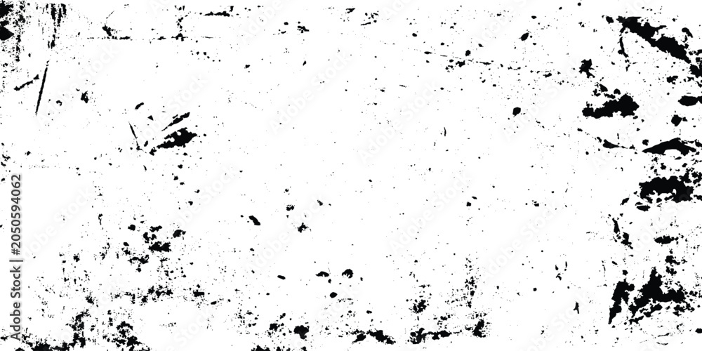 Fototapeta premium Grunge texture background with black splatters and scratches on white vector illustration for creative design projects