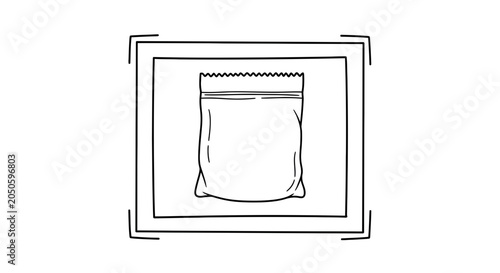 Empty Plastic Ziplock Bag in a Frame - Simple Line Art Icon