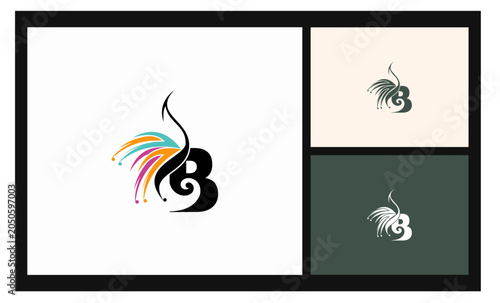 peacock symbol stockvector letter B logo