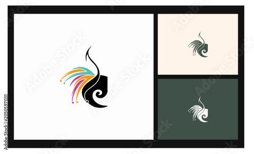 peacock symbol stockvector letter C logo