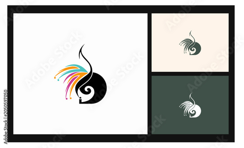 peacock symbol stockvector letter D logo