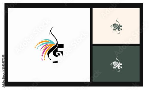 peacock symbol stockvector letter F logo