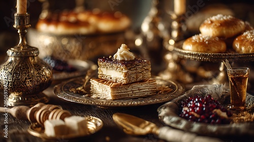 Festive Christmas Dessert Display Featuring Freshly Baked Chocolate Nut Cookies and Elegant Holiday Decor