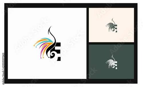 peacock symbol stockvector letter E logo
