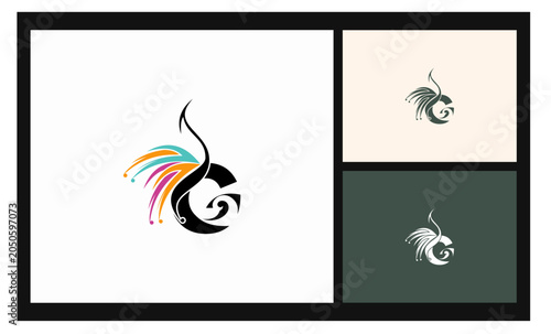 peacock symbol stockvector letter G logo