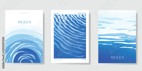 Foto Blue sea and river Card set vector