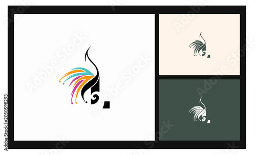 peacock symbol stockvector letter L logo