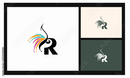 peacock symbol stockvector letter R logo