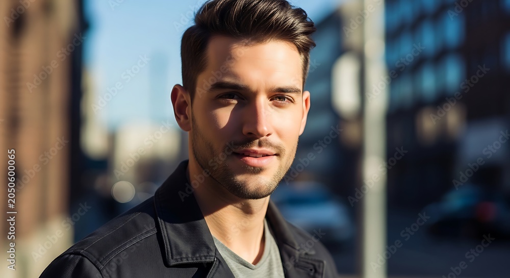 Obraz premium Handsomer Man Portrait in Urban Street Setting
