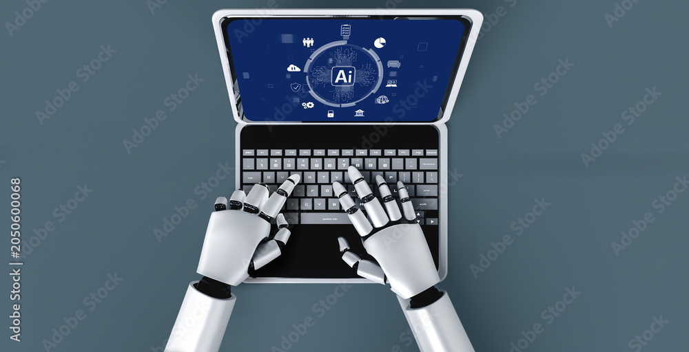 Fototapeta premium Generative AI virtual assistant tools for prompt engineer and user for ease of engage artificial intelligence AI technology help people to work with generative AI functions by prompting the AI brisk