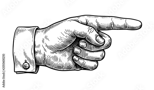 Photos Hand drawn retro pointing forefinger vintage vector illustration