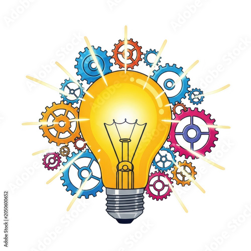 A light bulb filled with colorful ideas and creative concepts