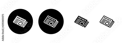 Foto Newspaper icon logo design. news paper sign and symbolign