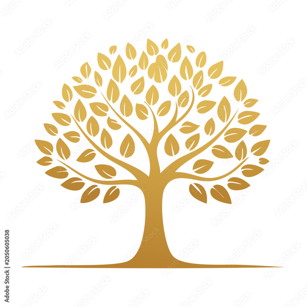Fototapeta premium Golden tree graphic with white background