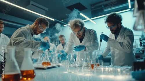 Scientists Conducting Experiments in Modern Laboratory Setting