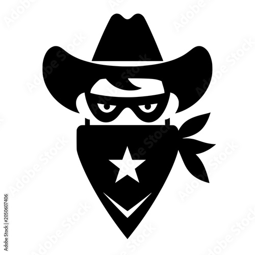 Minimalist Outlaw Cowboy Bandit Vector Illustration