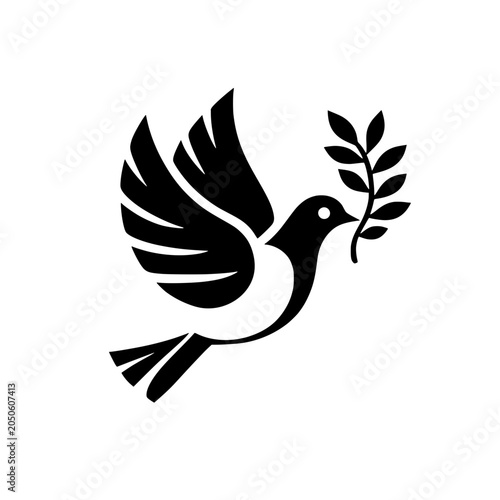 Minimalist  Peace Dove Bird Vector Illustration