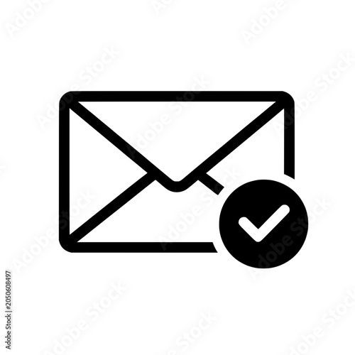 Minimalist envelope mail icon vector with check mark sent success
