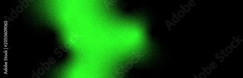 Abstract neon green grain texture on black background featuring a luminous glow with spray paint effect and grainy noise for modern web design projects and digital art backdrop.