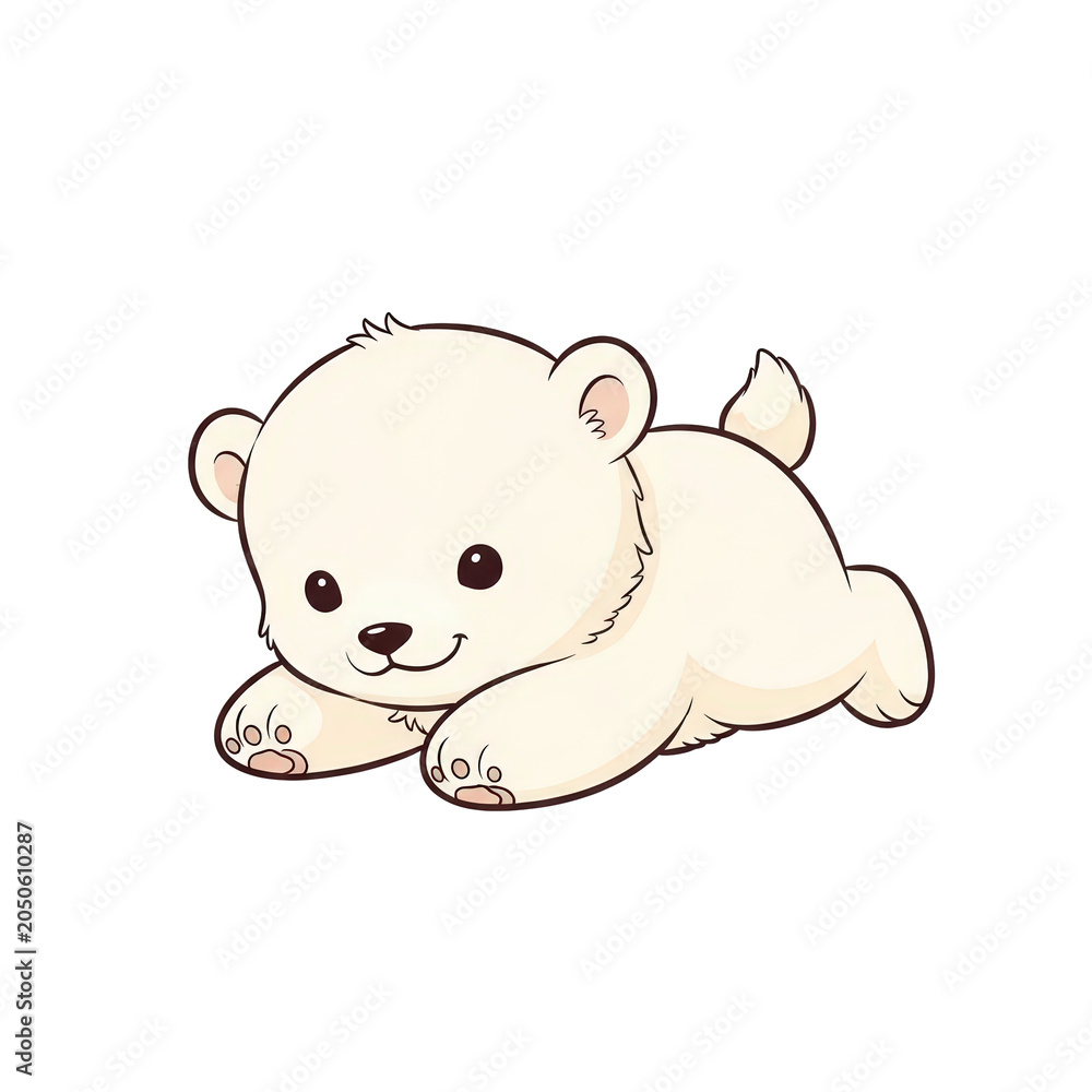 Obraz premium Adorable baby polar bear cub illustration cute and playful