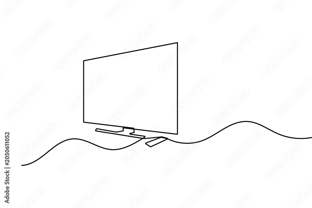 Obraz premium Television monitor one line drawing simple technology illustration