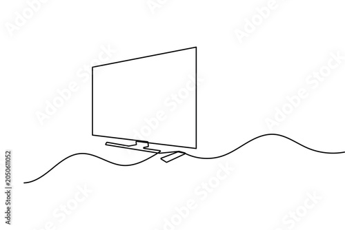 Tableau sur toile Television monitor one line drawing simple technology illustration