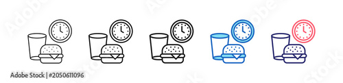 Foto Lunch Break Icon In 5 Different Styles Set Collection.