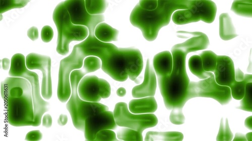 Green blobs abstract shapes liquid patterns cellular structures digital art neon style. Suitable for backgrounds, posters, digital design, and technology projects.