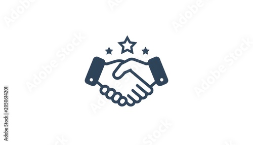 Dark Blue Startup Funding Icon with Collaboration Handshake Symbol