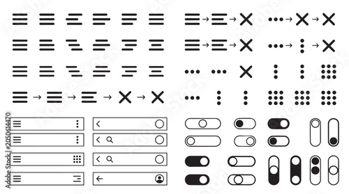 Set of minimalist digital interface line icons for web and mobile application navigation controls