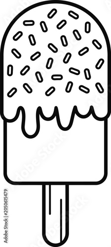 Fotografía Black and white line art illustration of a delicious popsicle with sprinkles