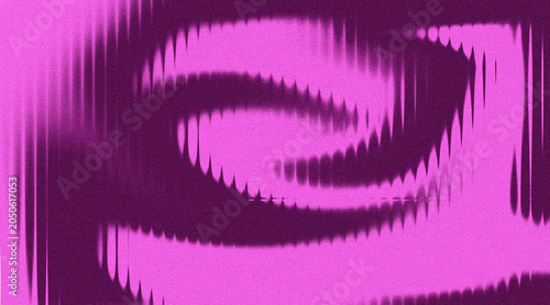 Distorted spiral shape with glitch effect magenta and dark purple tones
