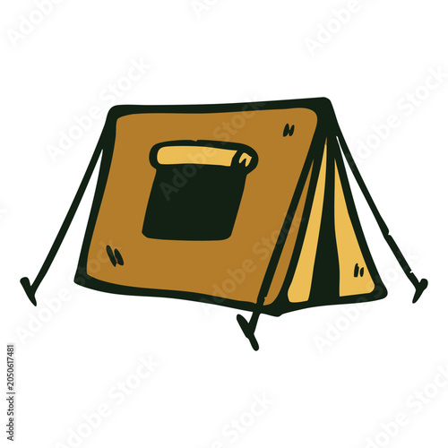 Принти на полотні Isolated camp tend hand drawing asset. outdoor activity symbol