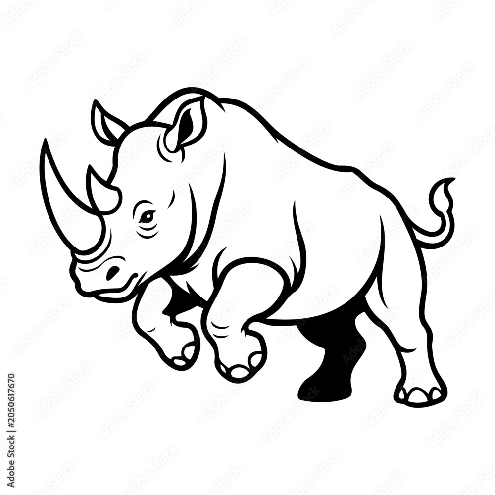 Fototapeta premium Rhino Illustration Character Vector Logo Template